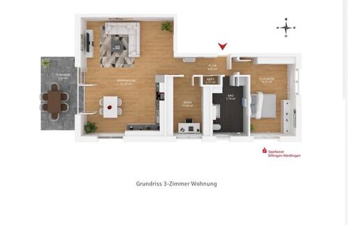 Foto - Schöne 3-Zimmer EG Wohnung - 1.282,00 EUR Kaltmiete, ca.  88,00 m²