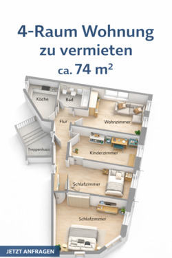 Foto - Zu vermieten – 4-Raum-Wohnung im EG mit Einbauküche 