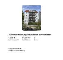 3-Zimmer Wohnung zu vermieten in Landshut - Eitting