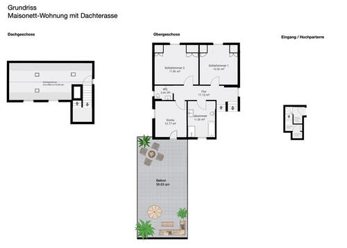 Foto - 3 Zimmer Maisonettenwohnung zur Miete in Groß-Gerau