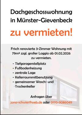Foto - Dachgeschosswohnung in Münster Gievenbeck zu vermieten