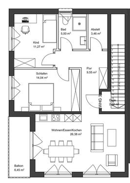 Foto - Helle 3-Zimmer-Wohnung mit Balkon in Merenberg (Erstbezug)