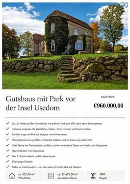Foto - Gutshaus Haus Park vor Usedom - 960.000,00&nbsp;EUR Kaufpreis, ca.&nbsp; 553,00&nbsp;m&sup2;