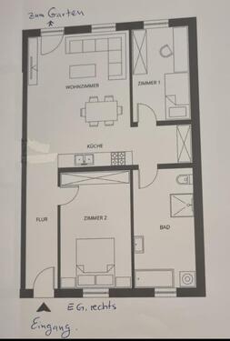 Foto - 3 Raum Wohnung mit Garten, Badewanne und Dusche in Nähe Freiberg