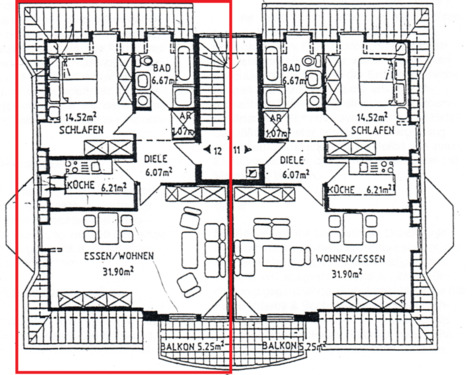 Foto - 2-Zimmer Dachgeschosswohnung mit Balkon