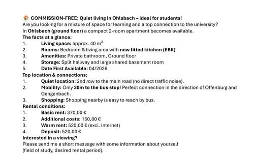 Foto - 2 Zimmer Erdgeschoßwohnung zur Miete in Ohlsbach