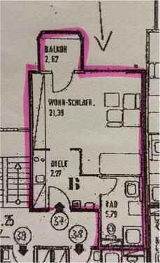 Foto - Zentrumsnahe 36qm Wohnung 1,5 Zimmer