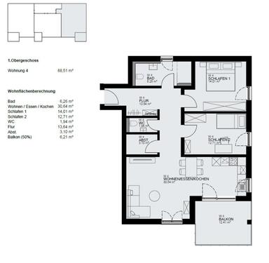 Foto - 3 Zimmer Etagenwohnung zur Miete in Uttenweiler