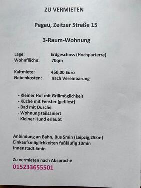 Foto - 3-Raumwohnung - 450,00&nbsp;EUR Kaltmiete, ca.&nbsp; 70,00&nbsp;m&sup2;