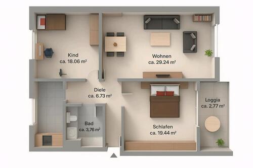 Foto - 3-Zimmer-Wohnung mit Balkon und Tiefgaragenstellplatz
