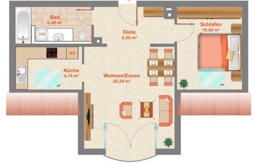 Foto - Schöne 2-Zimmer-Wohnung - 700,00&nbsp;EUR Kaltmiete, ca.&nbsp; 47,00&nbsp;m&sup2;