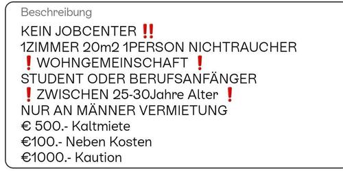 Foto - 1ZIMMER 20m2 € 600.- NUR MÄNNER- STUDENT NICHTRAUCHER