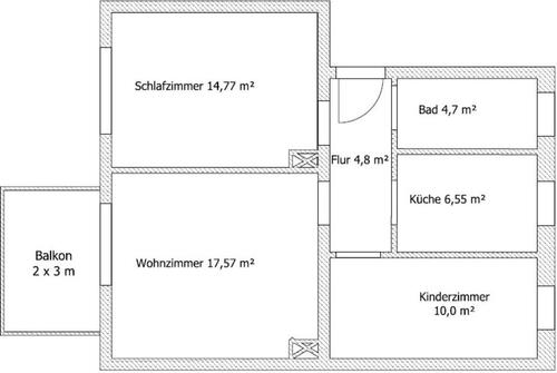 Foto - 3 Zimmer Etagenwohnung zur Miete in Waldheim