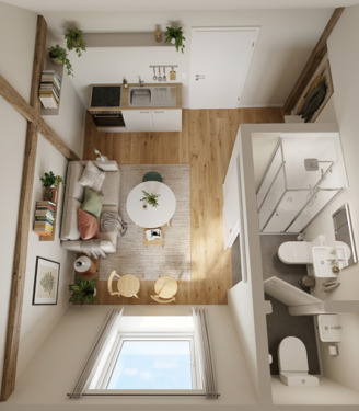 Foto - Neubau im Altbau: Neues 1-Zi-DG-Apt mit Blick über Halle