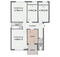 4 Zimmer Wohnung, 90m2, Balkon, komplett Saniert mit neuem Bad - Aschaffenburg Österreicher Kolonie