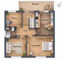 3-ZKB-Wohnung mit EBK, separatem Arbeits-Gästebereich im Anbau - Einhausen