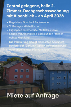 Foto - Zentral gelegene, helle 2‑Zimmer‑Dachgeschosswohnung mit Alpenbli