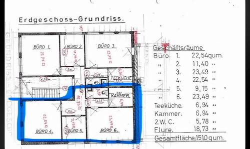 Foto - Büro mit 3 Räumen und eigenem WC zur Untermiete