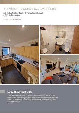 Foto - Gepflegte 3-Zimmer-Wohnung mit Balkon & Tiefgarage