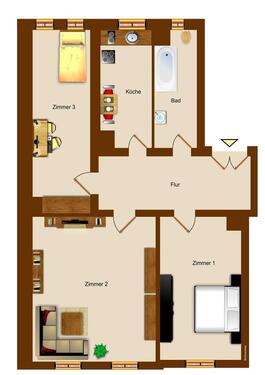 Foto - 3 Zimmer Etagenwohnung zur Miete in Leipzig