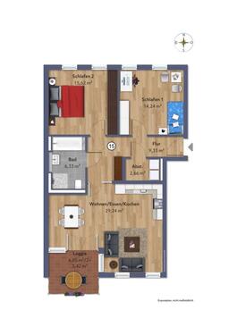 Foto - Gemütliche 3-Zimmer-Wohnung - 1.415,00&nbsp;EUR Kaltmiete, ca.&nbsp; 80,84&nbsp;m&sup2;