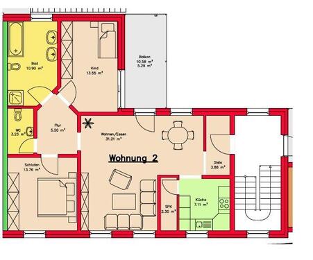 Foto - Wohnung zu vermieten - 1.050,00&nbsp;EUR Kaltmiete, ca.&nbsp; 96,00&nbsp;m&sup2;