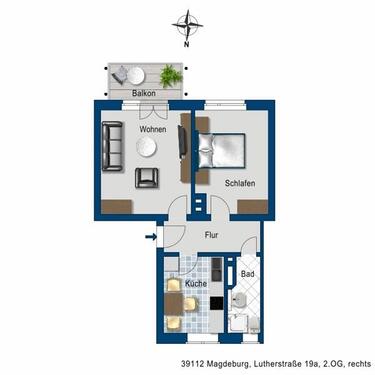 Foto - 2 Zimmer Etagenwohnung zur Miete in Magdeburg