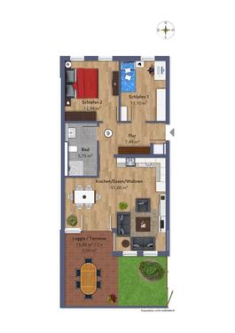 Foto - 3-Zimmer-Erdgeschosswohnung mit Garten