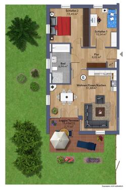 Foto - 3-Zimmer-Erdgeschosswohnung mit Garten