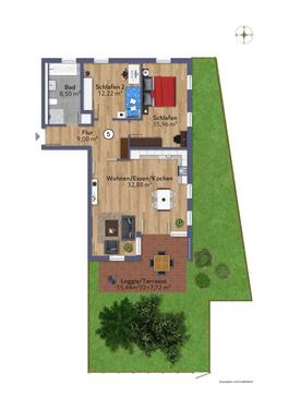 Foto - Helle 3-Zimmer-Wohnung zum Wohlfühlen