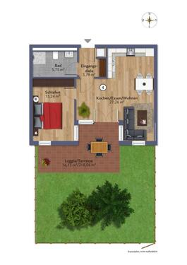 Foto - Schöne 2-Zimmer-Wohnung mit Südterasse und Garten