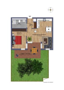 Foto - Moderne 2-Zimmer-Erdgeschosswohnung mit Garten