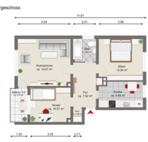 Erstbezug nach Sanierung – Ruhige 3-Zimmer-Wohnung mit Balkon - Helmbrechts