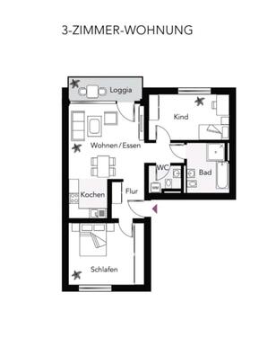 Foto - 3-Zimmer-Wohnung hell, Fußbodenheizung, Bad, Gäste-WC, TG-Stellp