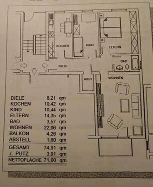 Foto - Gut geschnittene 3,5-Zi- Wohnung, Garage, Balkon, Südfeldmark
