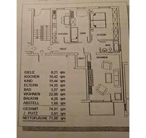 Gut geschnittene 3,5-Zi- Wohnung, Garage, Balkon, Südfeldmark - Bochum Günnigfeld