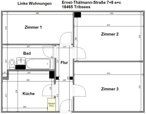 Foto - 3 Zimmer Etagenwohnung zur Miete in Tribsees