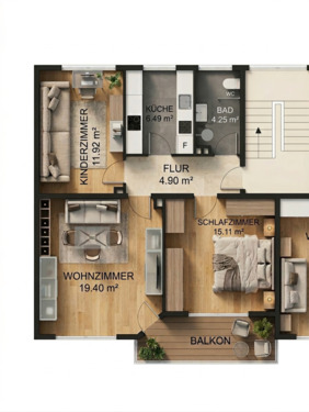 Foto - Kernsaniert & Provisionsfrei: 3-Zi. Wohntraum mit Bonus-Anteil!