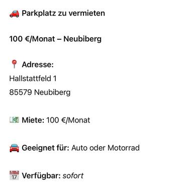 Foto - Parkplatz zu vermieten - Ab sofort