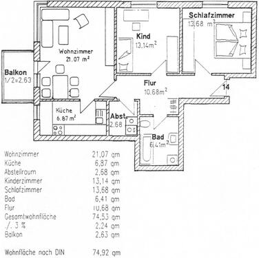 Foto - 3 Zimmer Etagenwohnung zum Kaufen in Augsburg