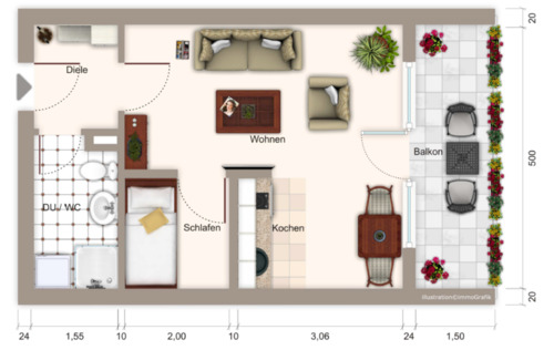 Foto - 1,5 Zimmer-Apartment mit Balkon in Pforzheim zu vermieten
