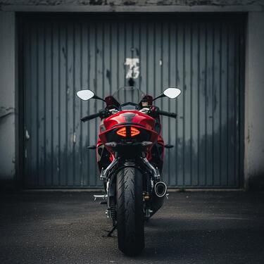 Foto - Motorradstellplatz in abschließbarem Raum mit Zufahrt