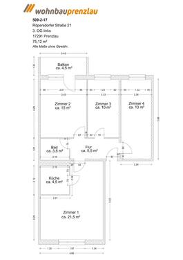 Foto - 4 Zimmer Etagenwohnung zur Miete in Prenzlau
