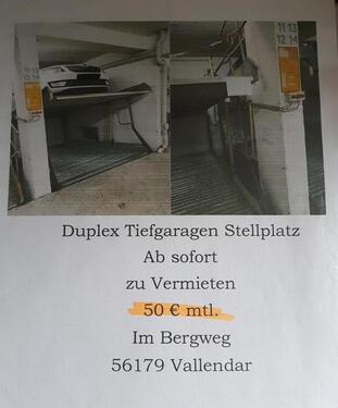 Foto - Duplex Tiefgarage in Vallendar - 50,00&nbsp;EUR Miete,