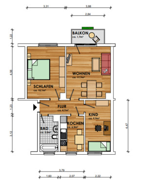 Foto - 3 Zimmer Etagenwohnung zur Miete in Güstrow