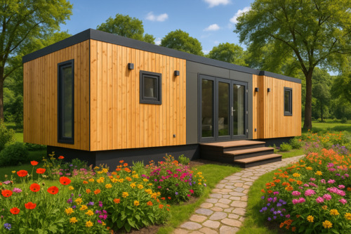 Foto - sofort verfügbares Fertighaus Mobilheim Wohnhaus Tinyhouse 2 Schlafzimmer modern hell voll ausgestattet