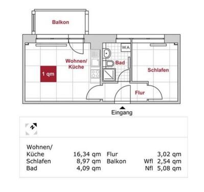 Foto - Kleine, feine 2-Zimmerwohnung mit Balkon, Bad mit Dusche und Fenster