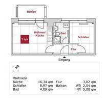 Kleine, feine 2-Zimmerwohnung mit Balkon, Bad mit Dusche und Fenster - Dresden Prohlis