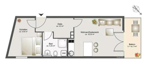 Foto - 1 Zimmer Erdgeschoßwohnung zur Miete in München