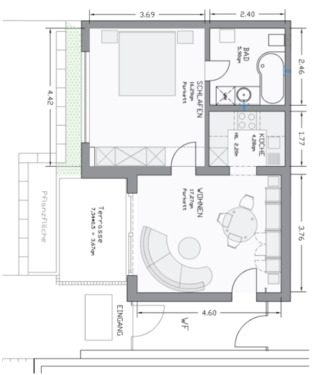Foto - Möbl. 2-Zi.-Wohnung in bester Wohnlage